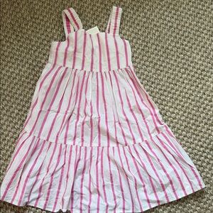 Chic Pink and White Striped Kids Dress